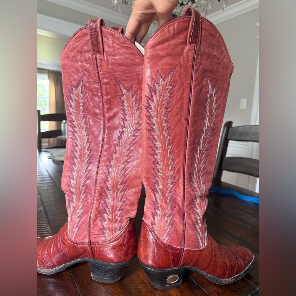 Larry Mahan Women  Vintage Authentic Tall Knee High Cowboy Western Boots Sz 6.5